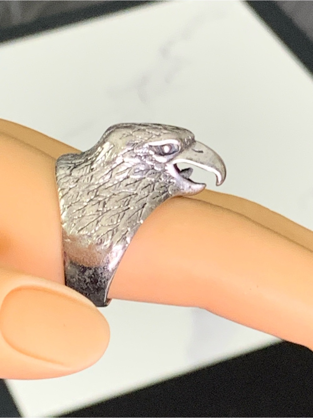 Vintage 1986 GAS USA Eagle Biker Ring / Great American Sign Co /  Size 10